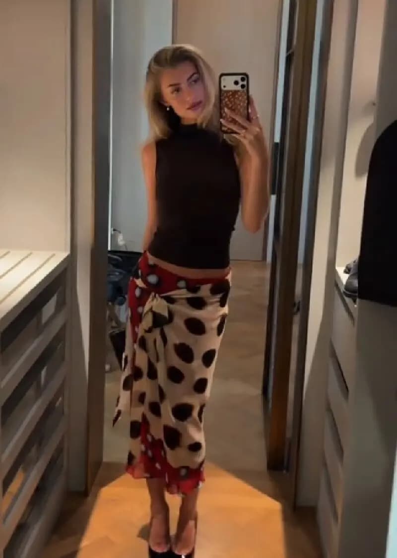 Jupe midi bohème à pois pour femme, chic, à ourlet irrégulier, en mousseline superposée, taille haut