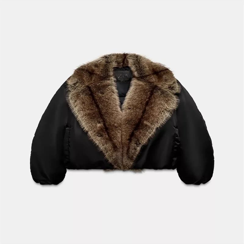 Manteau de fourrure femme Vintage fourrure col épaissir manches longues veste courte avec fourrure f