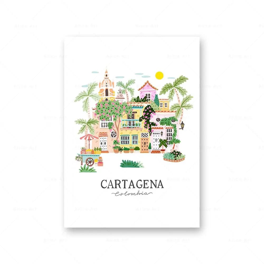 Affiches de voyage illustrées : Tokyo, Paris, New York, Londres, Barcelone – Impressions sur toile m