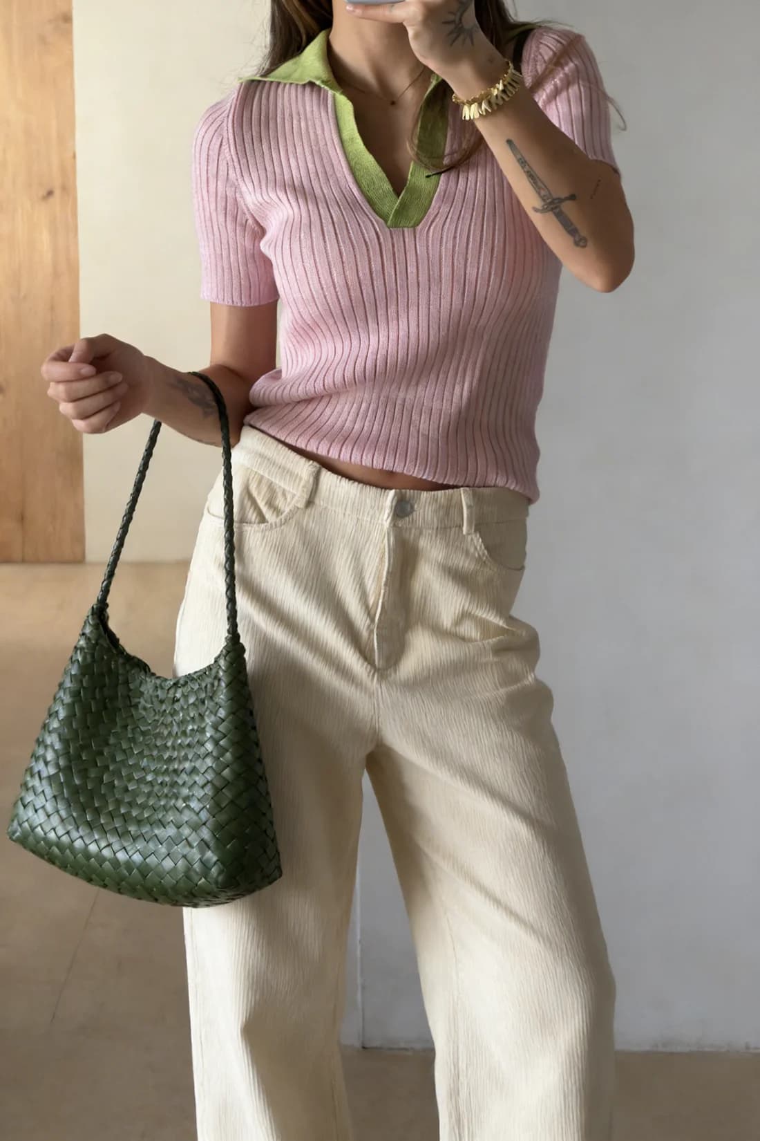 T-shirt élégant en tricot pour femme, jaune, manches courtes, style polo, 100% coton, haut d'été pou