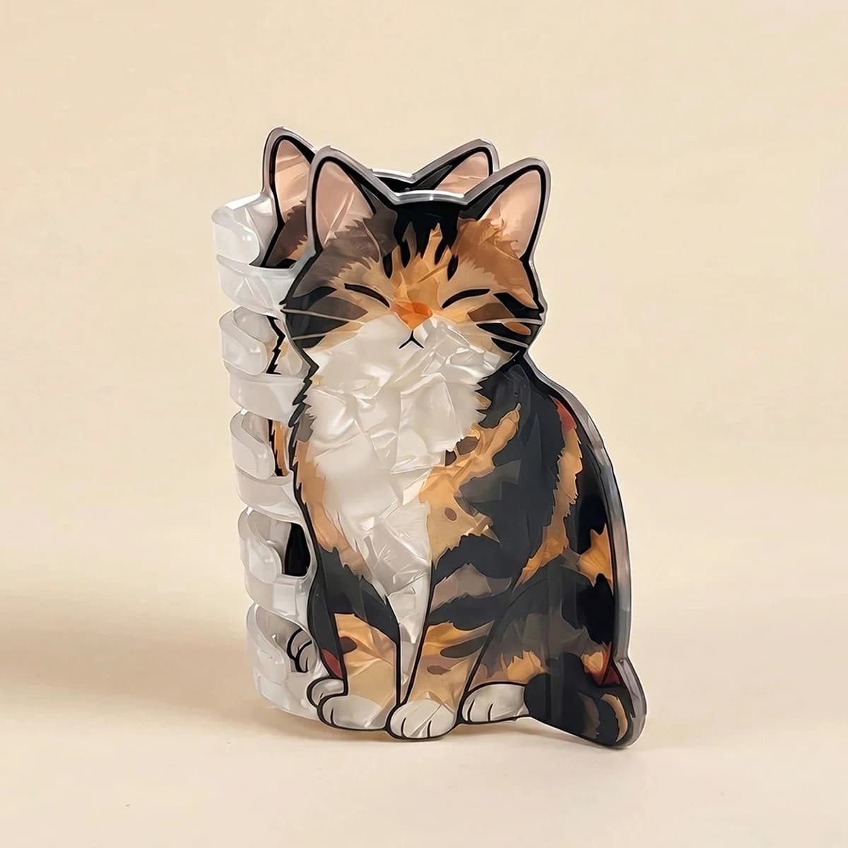 Pinces à cheveux mignonnes pour femmes, motif chat calico de dessin animé, pince à cheveux chaton ad