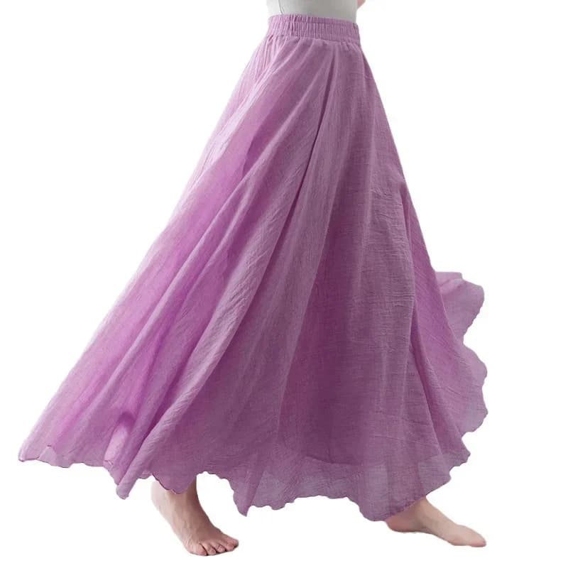 Jupe longue en coton et lin, Style artistique japonais, ligne a, Design sensible, décontracté, éléga