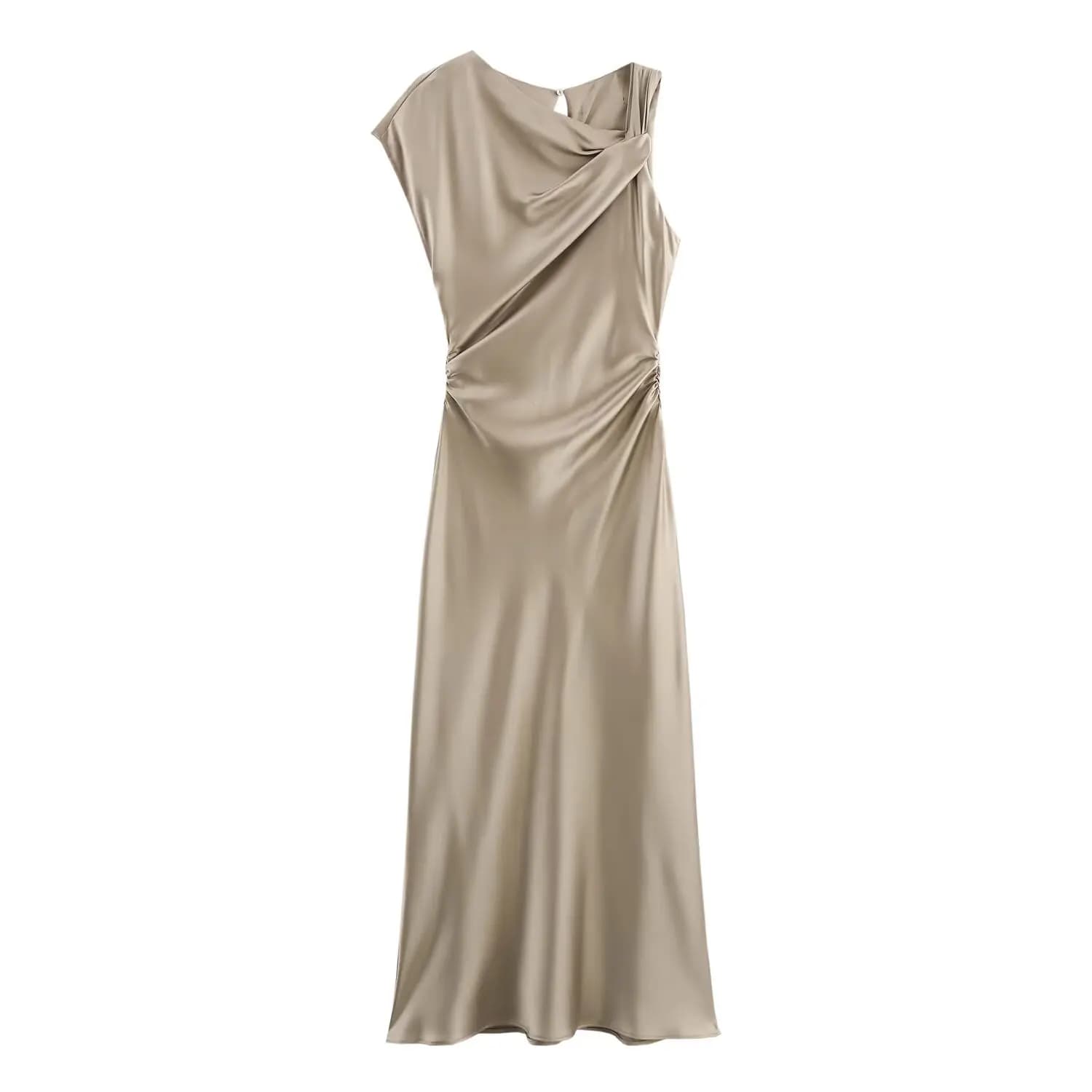 HH – robe longue pour femmes, col rond, décoration pliable, dos nu, ajouré, coupe cintrée, mode été,