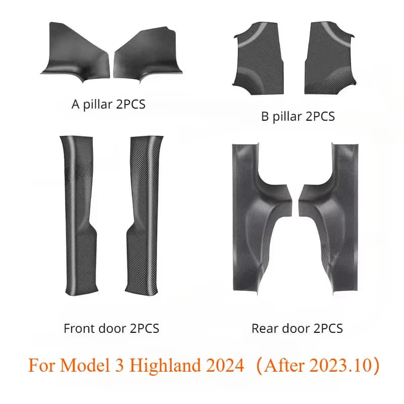 Bande de seuil en fibre de carbone pour Tesla Model 3 Highland 2025 – Protection de seuil, patch de 