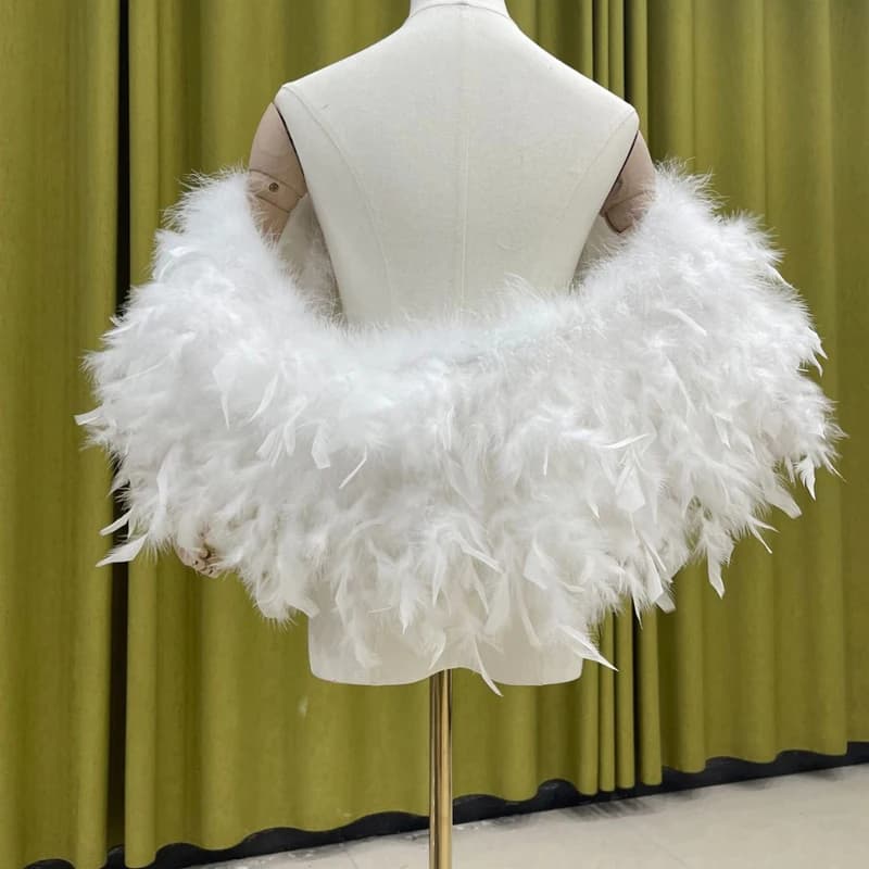 Haut châle en plumes pour femmes, à la mode et élégant, 20x130cm, adapté aux fêtes et aux mariages, 