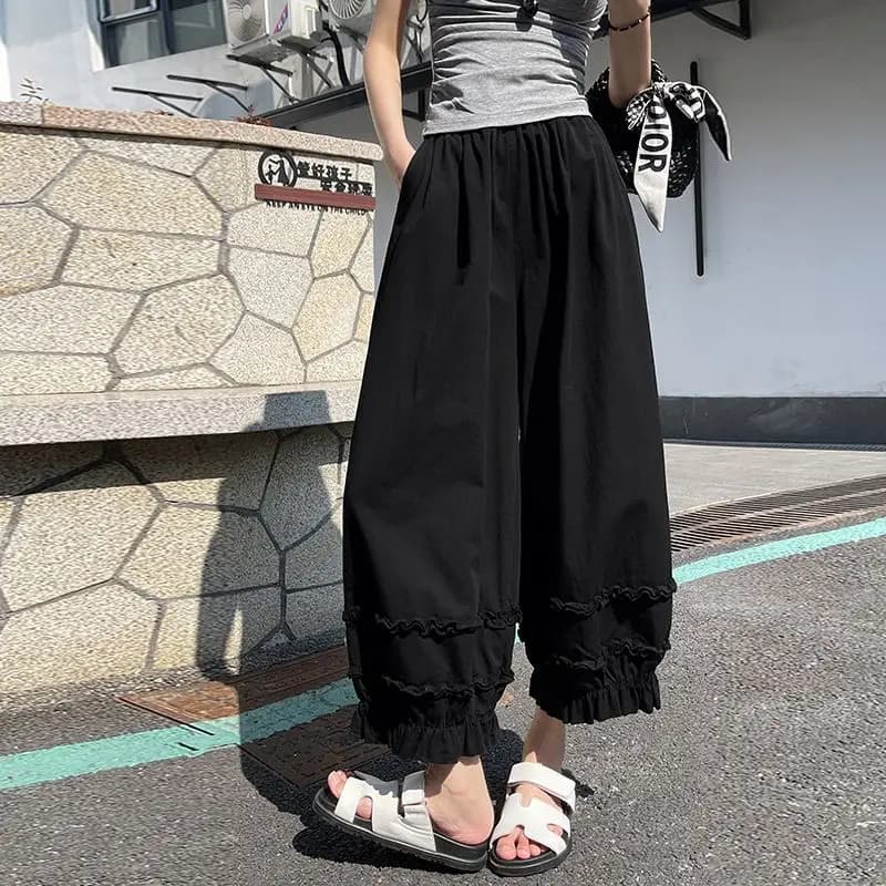 Pantalon décontracté large Fungus Edge pour femme, collection été 2026, coupe ample et décontractée,