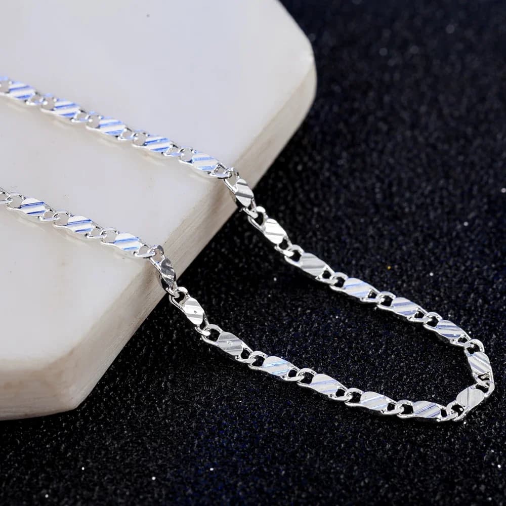 Colliers de luxe en argent Sterling 925, chaînes de clavicule plates élégantes de 2MM pour hommes et