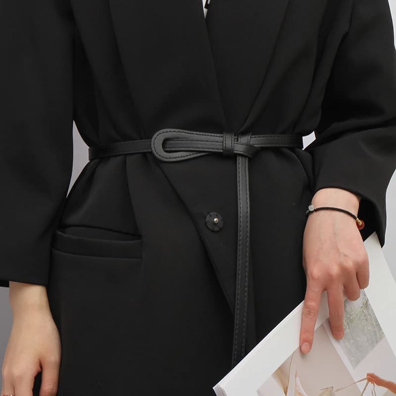 Ceintures fines à nœuds pour femme, accessoire de taille élégant avec sangles en PU longues pour rob