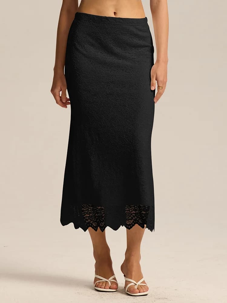 Jupe en dentelle blanche Maxi moulante femmes été tenue de bureau jupes formelles élégantes avec den