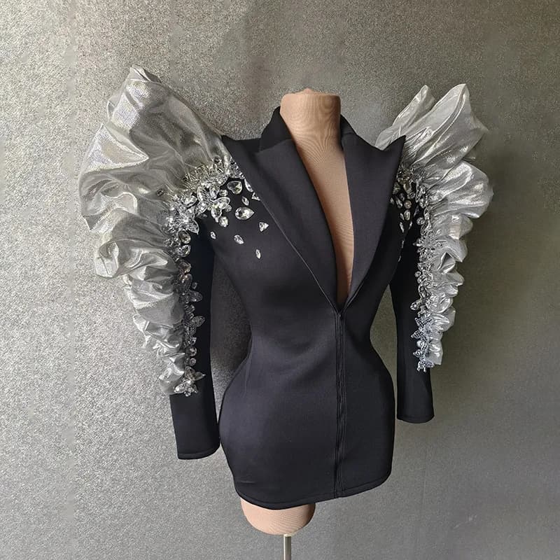 Robe de soirée élégante à col en V profond, manches longues, sexy, amincissante, avec épaulettes, su