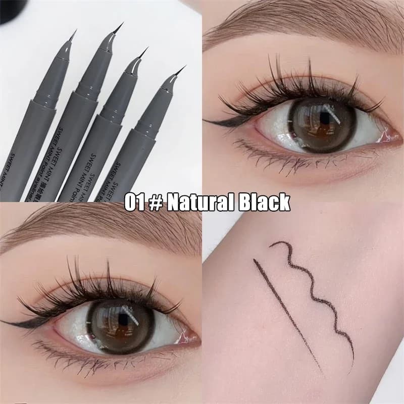 Stylo Eyeliner incurvé, liquide à séchage rapide, facile à dessiner, Ultra-fin, couché, ver à soie, 