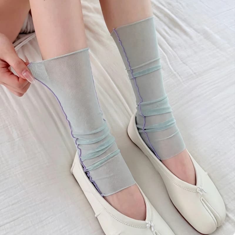 Jambières fines en maille d'été, couvre-pieds fins, chaussettes mi-mollet, jambières mode pour femme