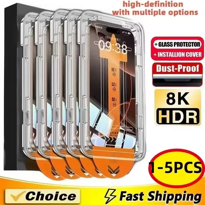 Protecteur d'écran, 1 à 5 pièces, sans poussière, Installation facile, pour iPhone 17 16 15 14 11 13