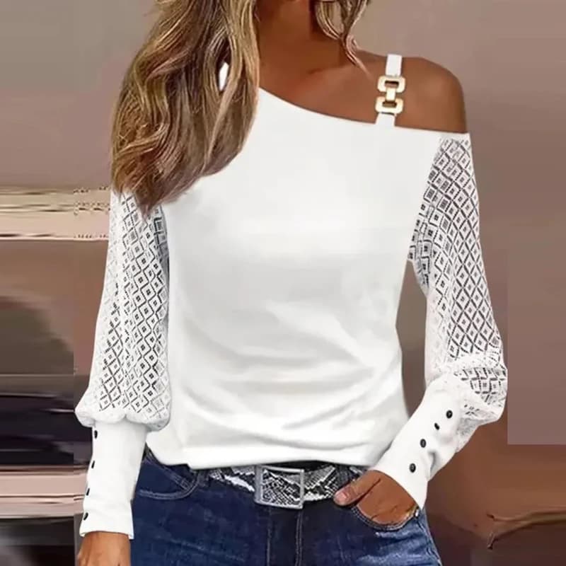 Chemisier à manches longues pour femmes, pull sexy, chemise élégante, mode off initié, automne, 2023