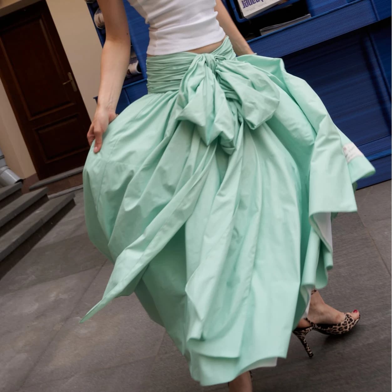 Jupe de soirée moderne en taffetas à volants, taille haute avec grand nœud, pour femmes, style urbai