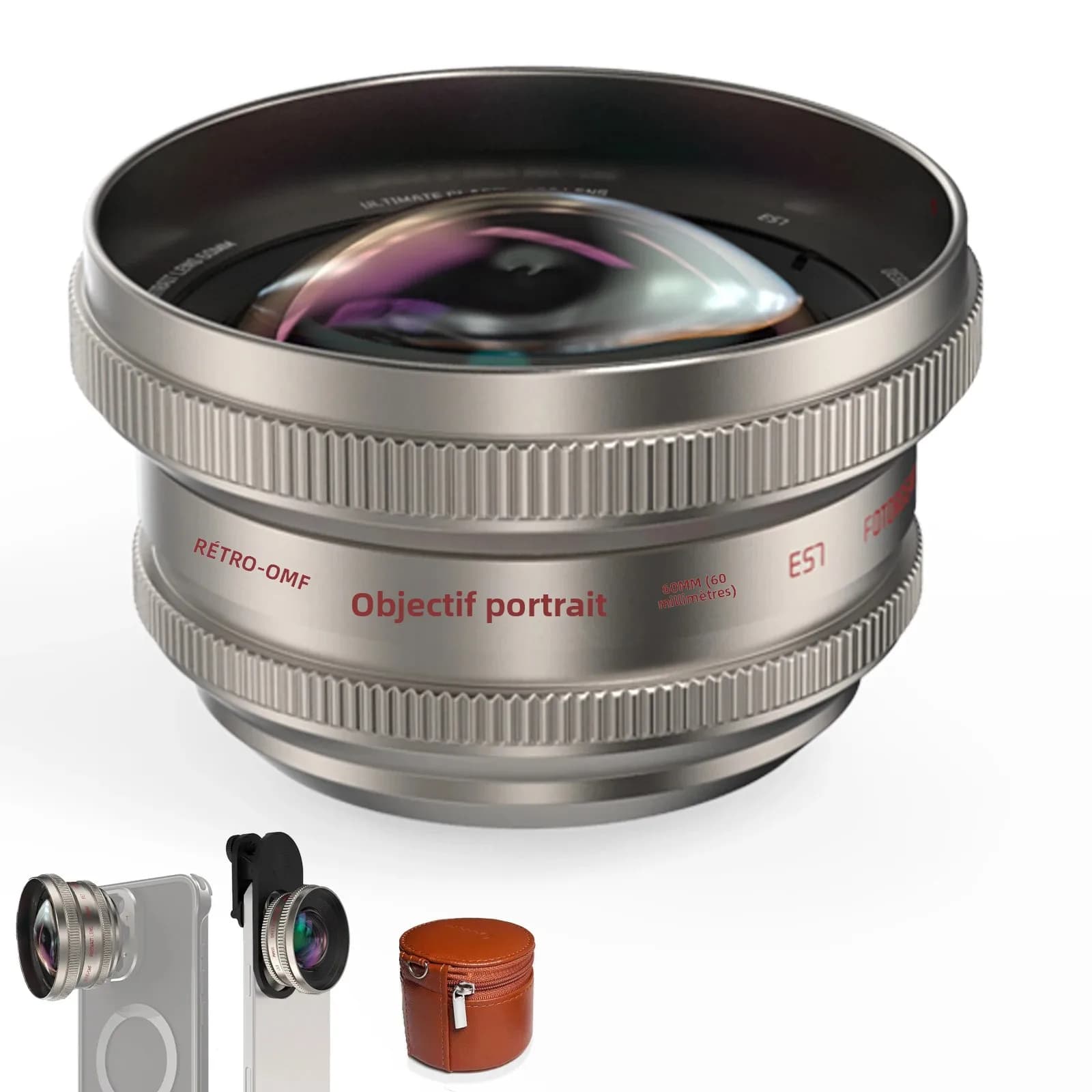 Objectif portrait Fotorgear 60 mm - grossissement 2x, capturez la beauté des portraits, objectif pou