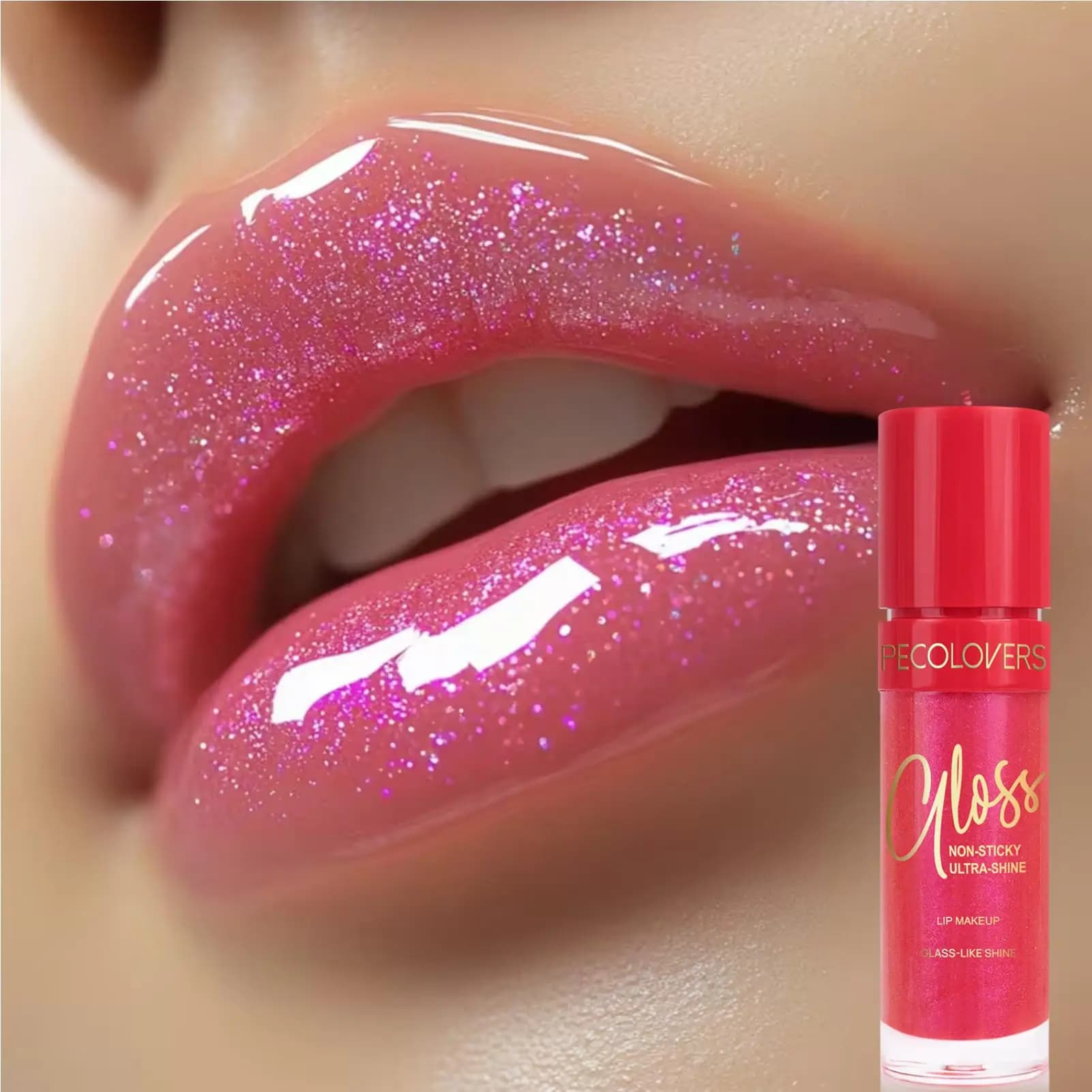 1PC Gloss à lèvres coloré, rouge à lèvres, huile à lèvres, teinte à lèvres - Naturel, longue tenue, 