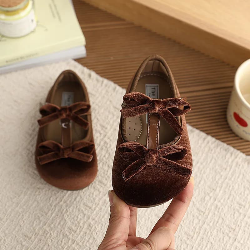 Chaussures plates pour filles printemps-automne, style rétro élégant avec double nœud, en cuir, pour