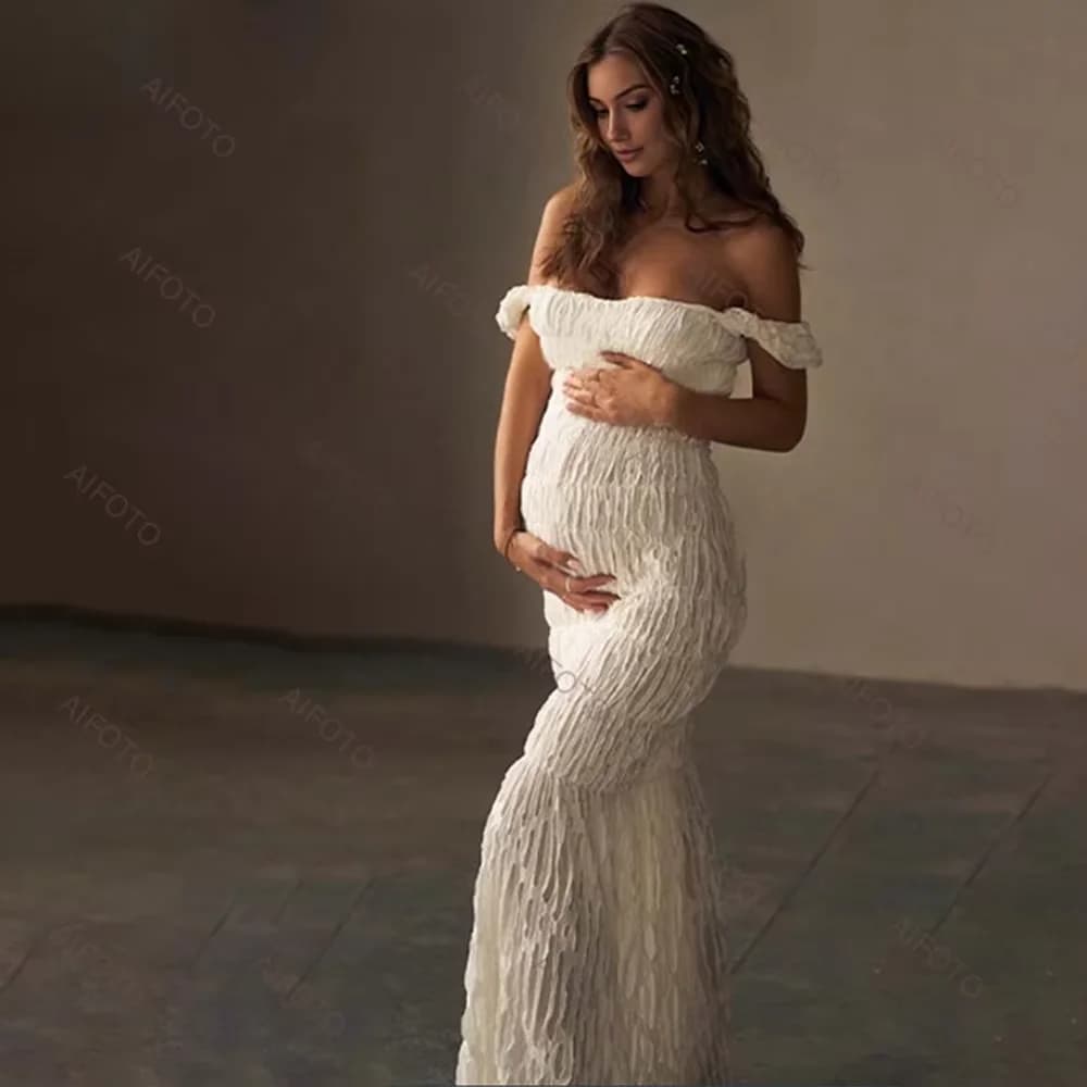 Robe de maternité pour Studio de photographie, robe de grossesse élégante, jupe Maxi plissée, favori