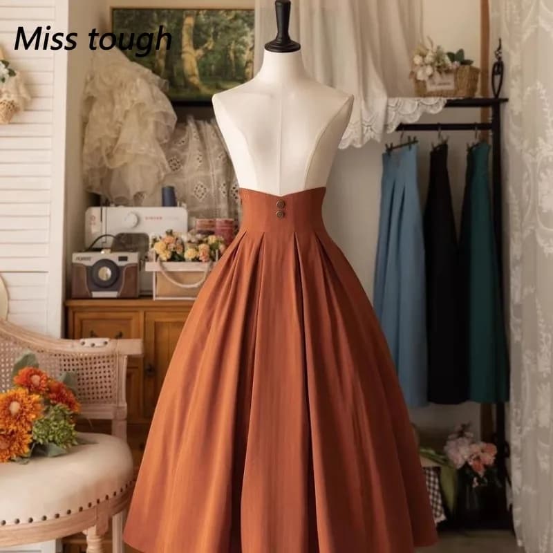 Jupe longue élégante pour femme, style vintage Y2K, design court, jupe unie de princesse, style Loli