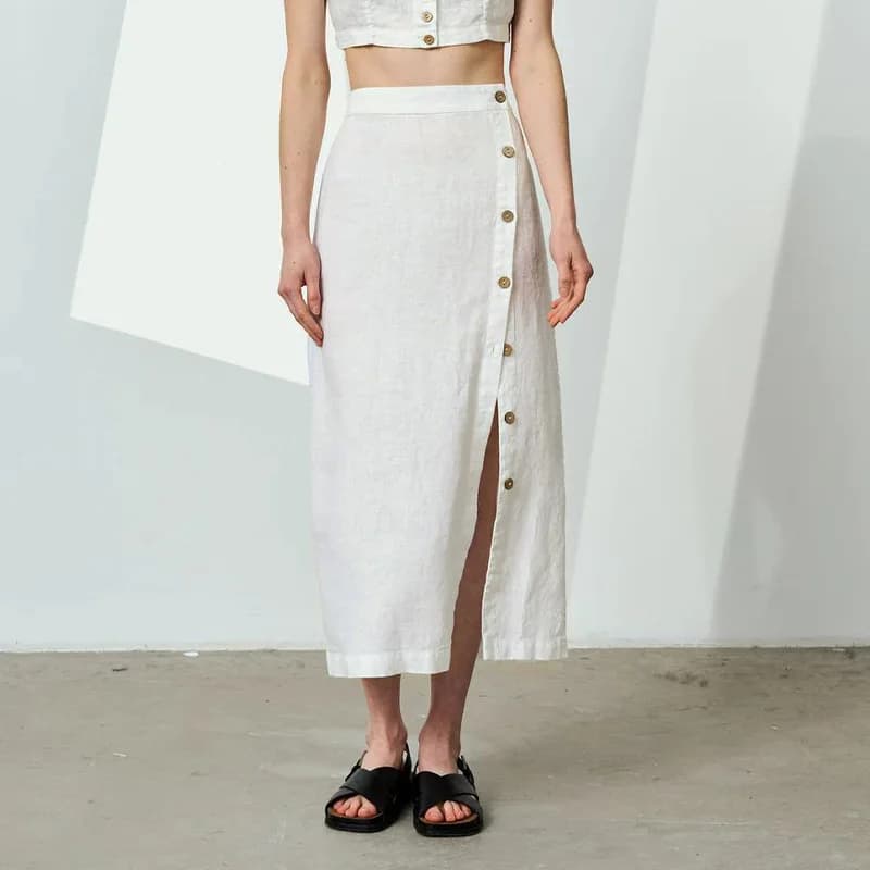 Jupe mi-longue fendue sur le côté 2026, design original, taille haute, style décontracté, taille éla