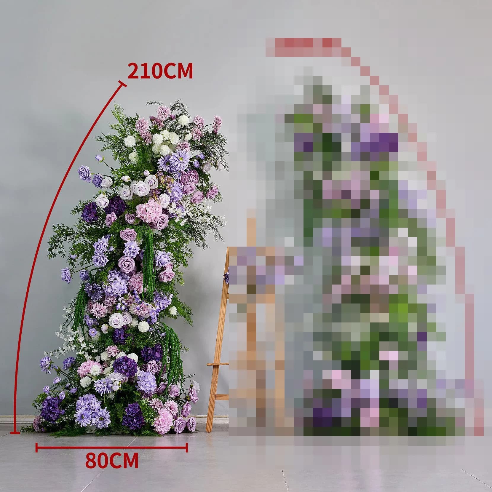 Arche décorative Uflower pour mariage, avec roses violettes, hortensias et plantes vertes, support f