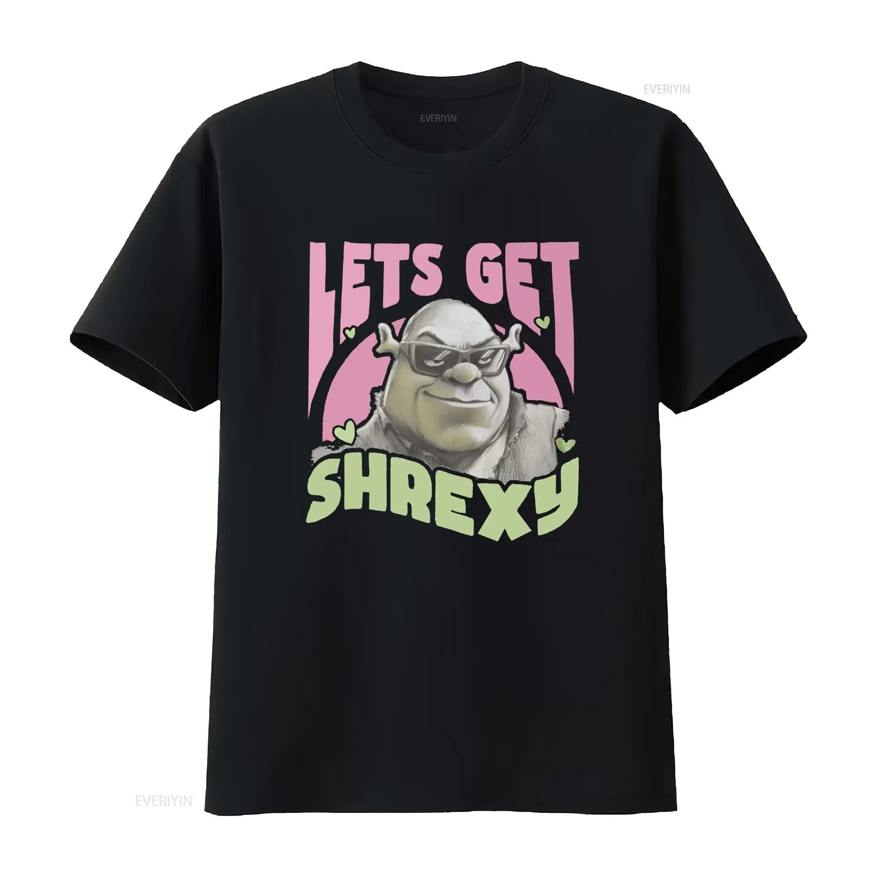 T-shirt Lets Get Shrexy, vêtements alternatifs, manches longues ou courtes, streetwear vintage délav