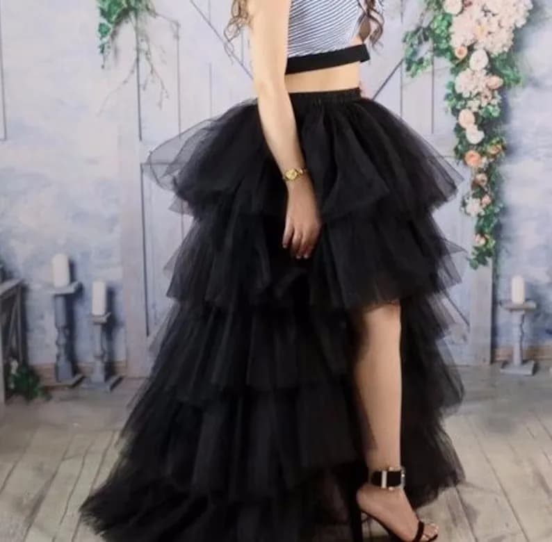 MisShow femmes haut bas Tutu jupes mignon taille élastique Tulle couches à volants maille une ligne 