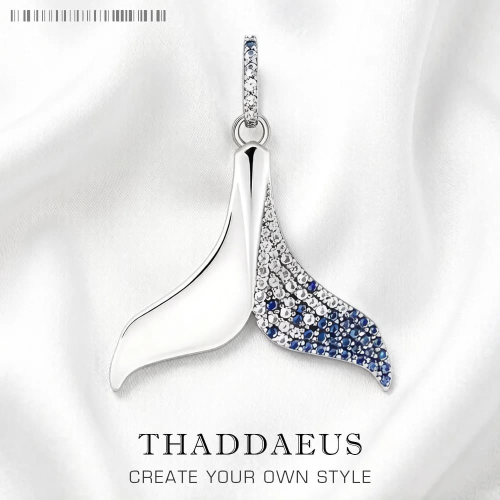 Pendentif aileron de queue bleue, flambant neuf, bijoux fins, accessoires joyeux, cadeau en argent S