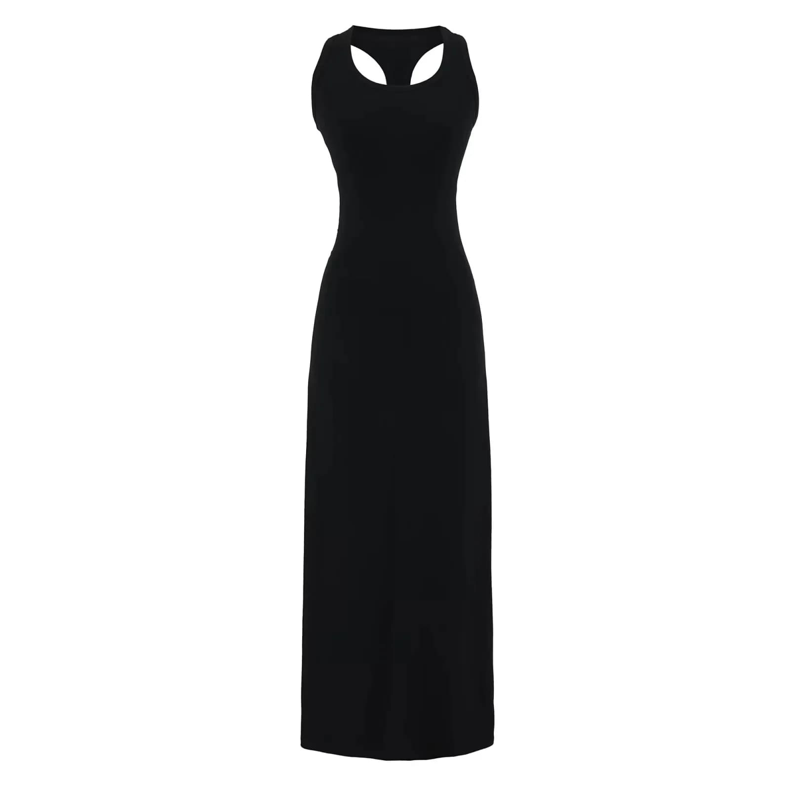 Robe longue pour femme, style débardeur sexy, streetwear Y2K, col rond, sans manches, coupe moulante