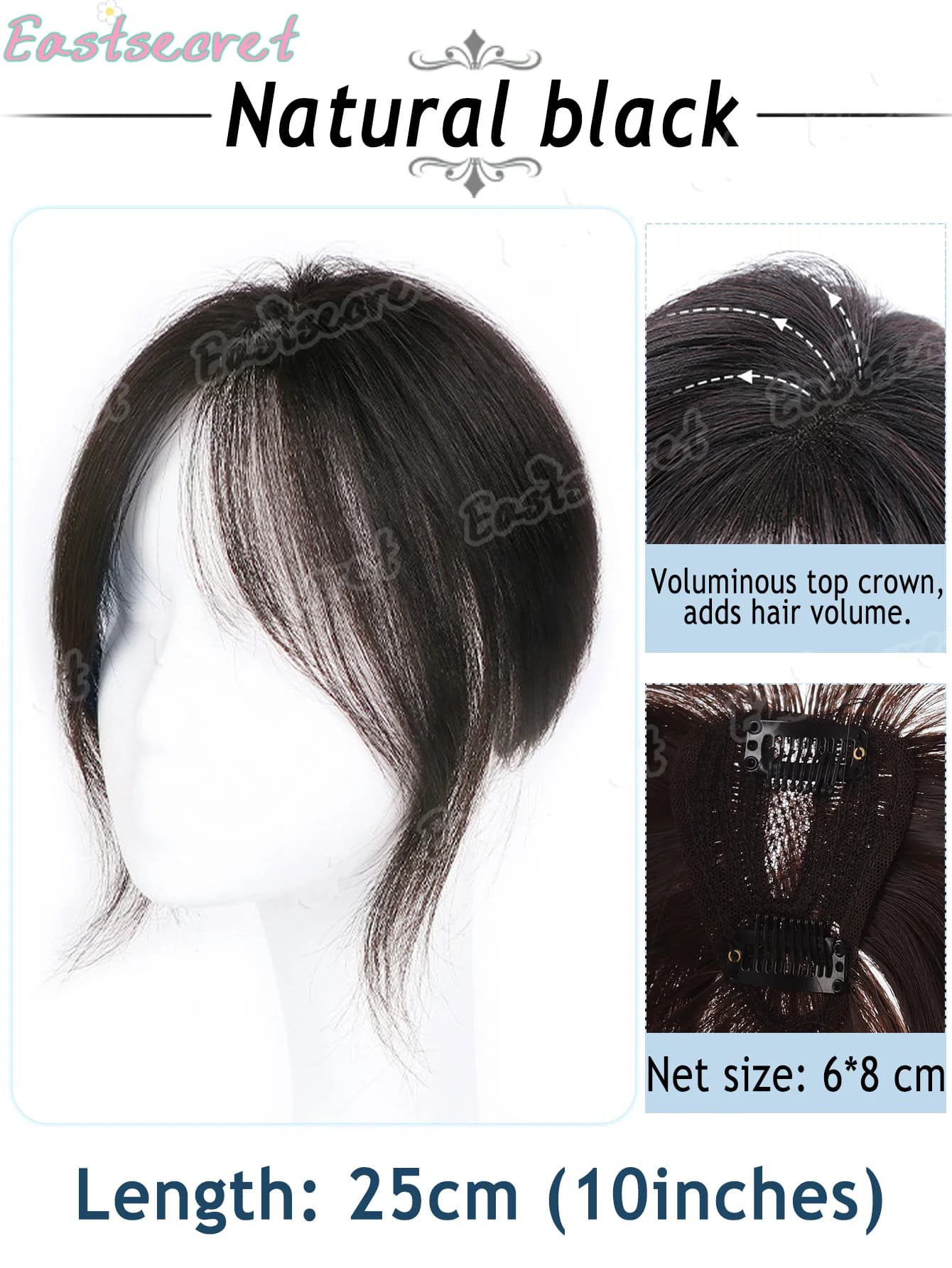 Extensions de frange synthétiques à clipser, postiche naturel invisible pour femme, avec volume en h