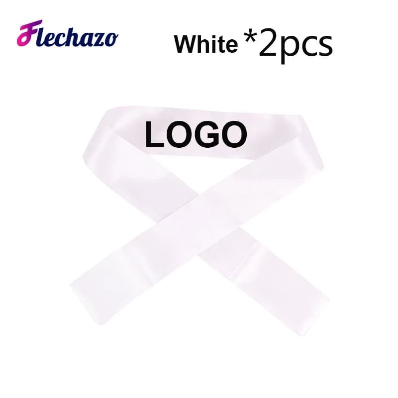 Longue écharpe de sauna en satin avec logo personnalisé pour femme, ruban de cheveux soyeux, décorat