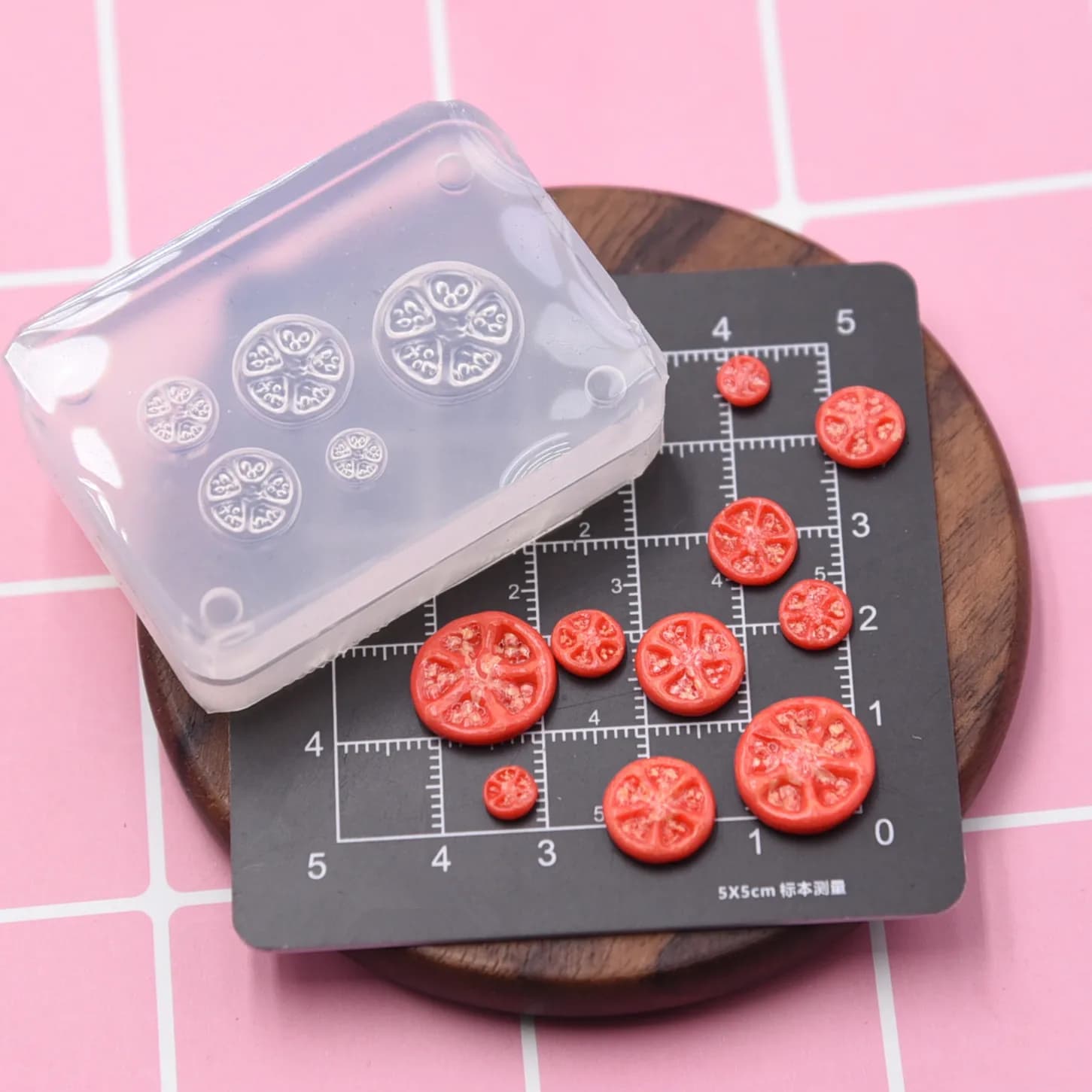 Jouet alimentaire en argile ultra-légère Miniature, tranche de tomate, moule en Silicone 1:12, brico