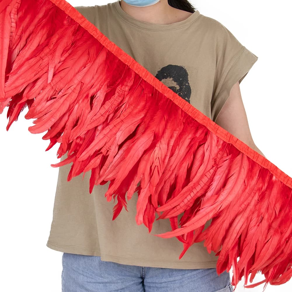 10M Plumes de queue de faisan orange, franges décoratives de 25-30cm pour artisanat, carnaval, vêtem