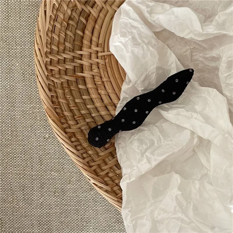 Pince à cheveux géométrique à pois noirs et blancs, à la mode et minimaliste, tissu rétro, gouttelet