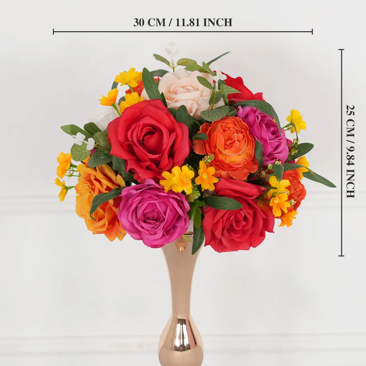 Uflower 1/2M Orange Rose Hortensia Long chemin artificiel fleur rangée boule florale décor toile de 