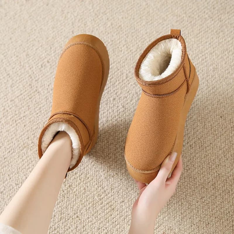Bottes de neige courtes en peluche pour femmes, chaussures décontractées, nouvelles bottines Chelsea