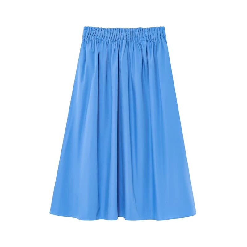 KEYANKETIAN 2025 nouvelle jupe MIDI en popeline pour femmes Style Simple poches à taille élastique m