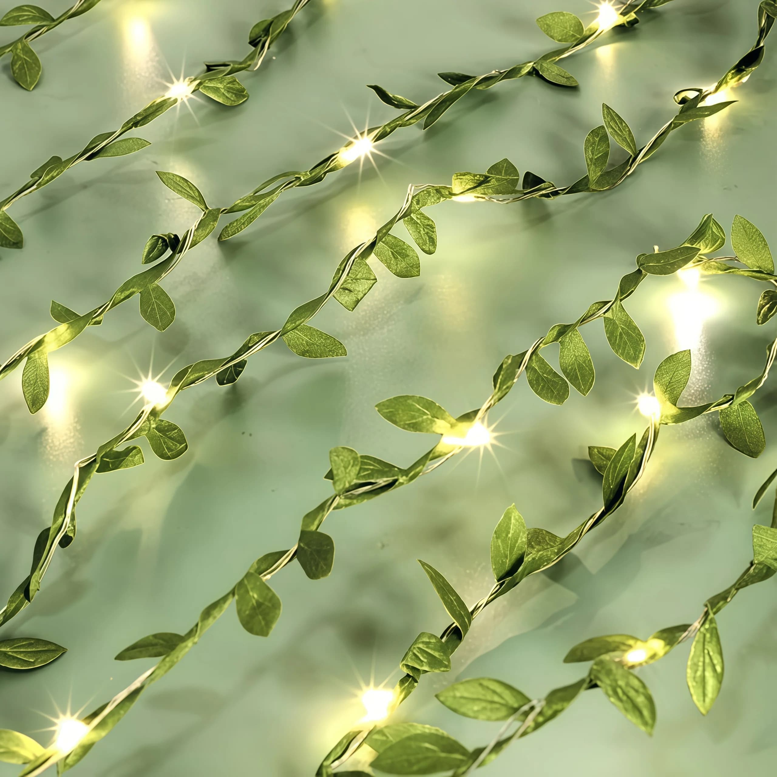 Guirlande lumineuse LED à feuilles vertes, fausse plante, alimentée par batterie, pour mur, bureau, 