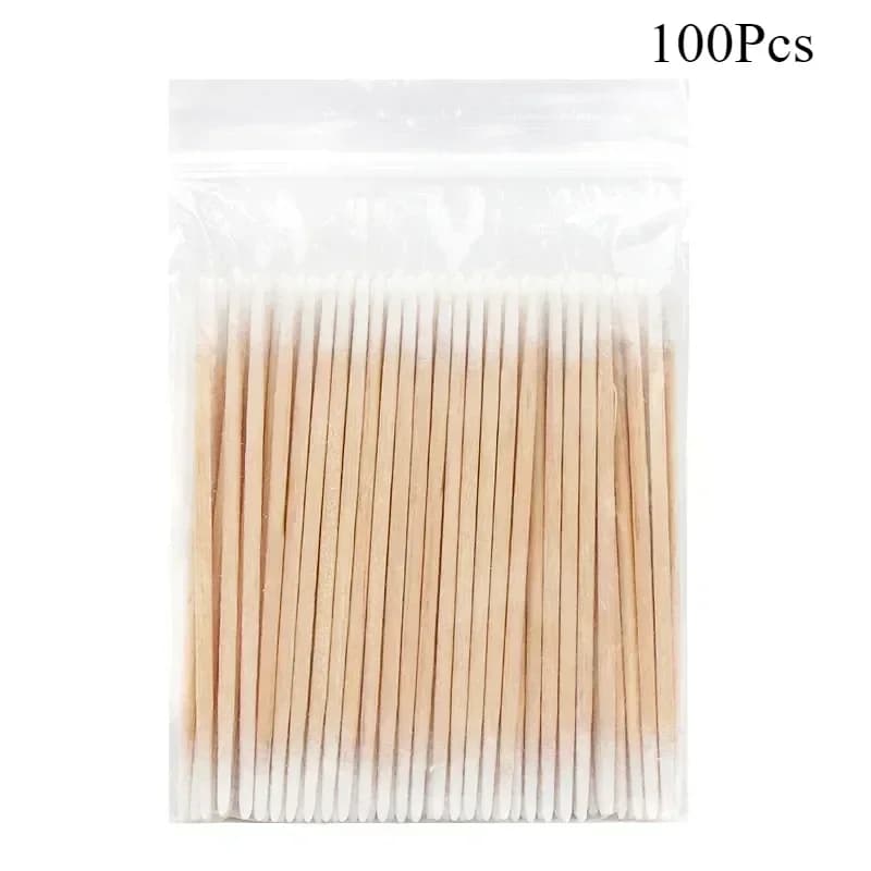 100-500 pièces pointe en bois coton-tige multi-usages longs 7cm semi-permanent coton-tige brodé avec