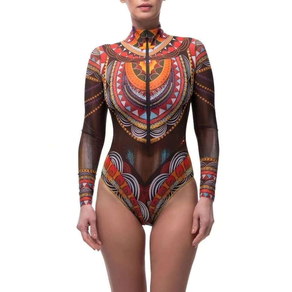 Nouveau Maillot de Bain Une Pièce Transparent à Manches Longues Anti-UV 2026 pour Femme – Combinaiso