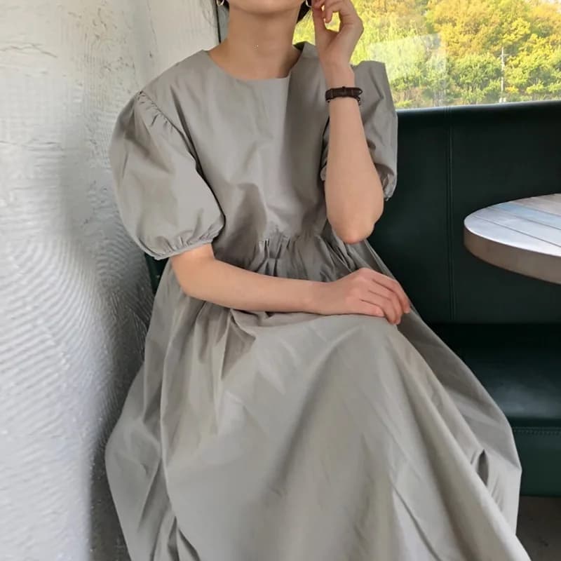 Robe longue ample style kimono couleur unie pour femme, design chic et simple, longueur maxi, style 