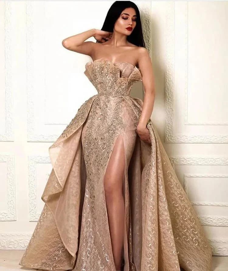 2025 nouvelle robe de soirée pour femmes Sexy robe longue sans bretelles mode élégante commerce exté
