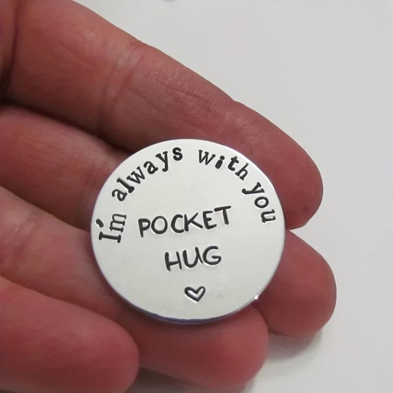 "Câlins de poche" en acier inoxydable, un jeton d'amour, «je toujours avec vous», cadeaux de relatio