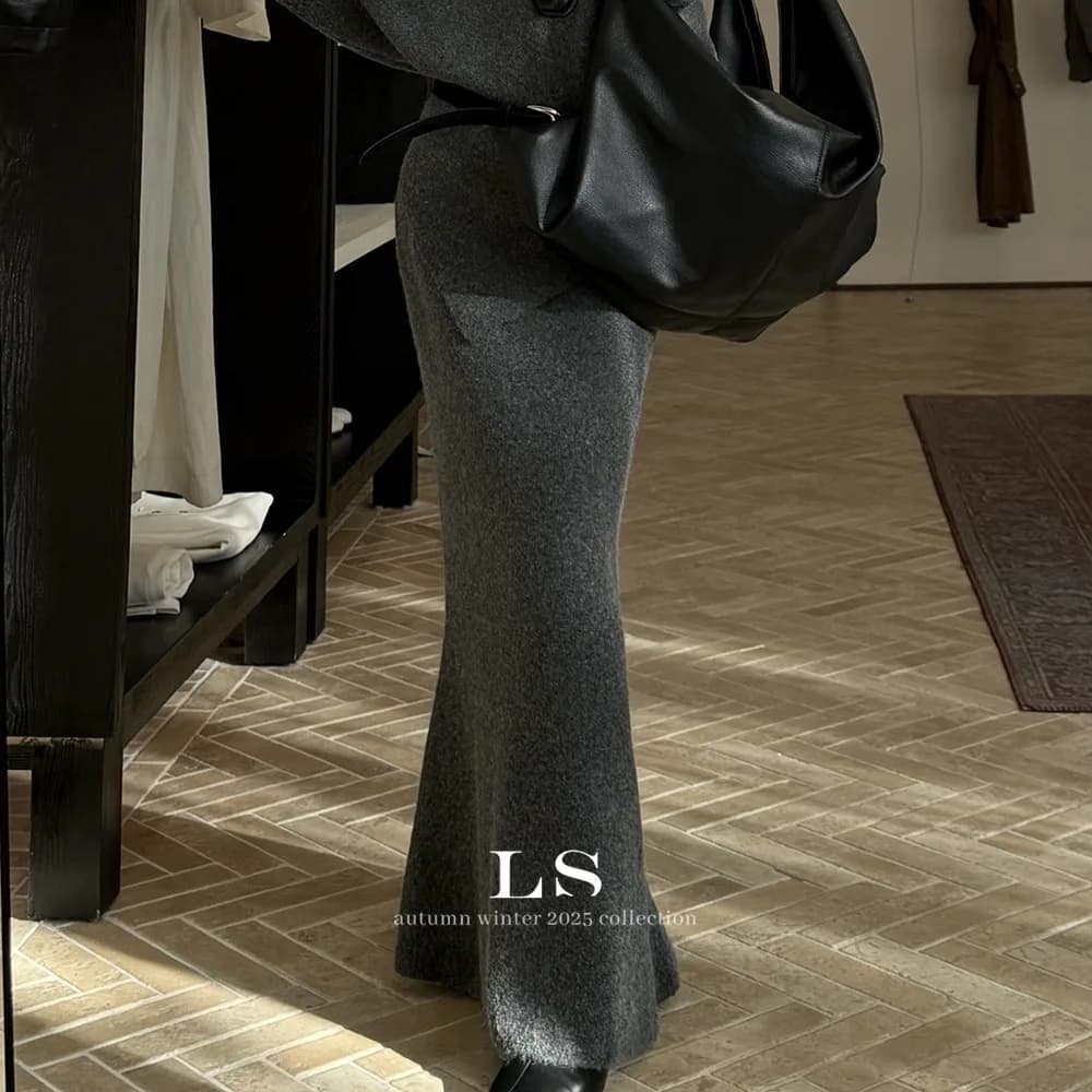 Jupe longue en laine pour femmes, jupe Simple aux hanches, ajustée, nouvelle collection automne et h