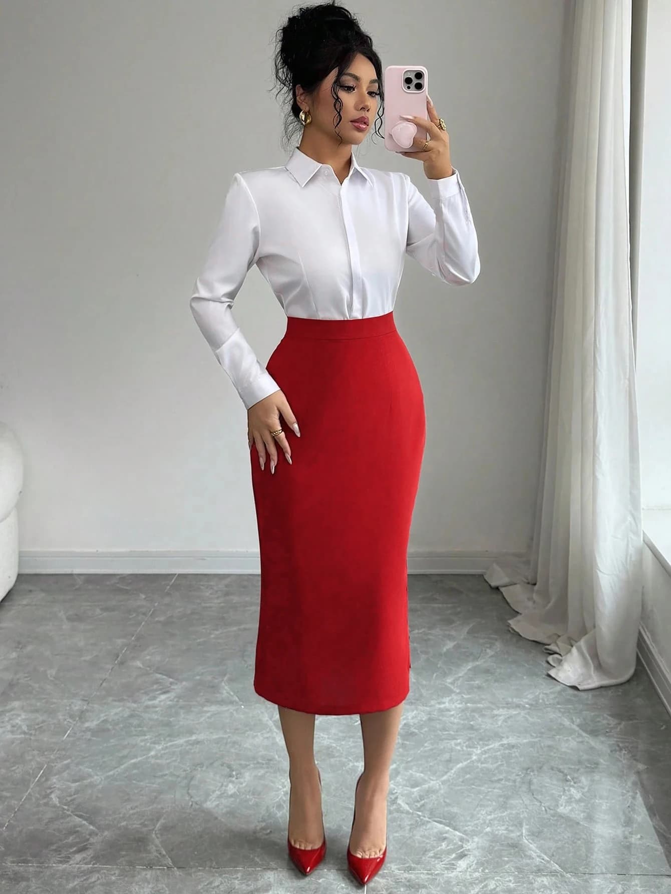 Jupe élégante pour femmes à plis semi-plissés avec boutons décoratifs, jupe mi-cuisse tendance pour 