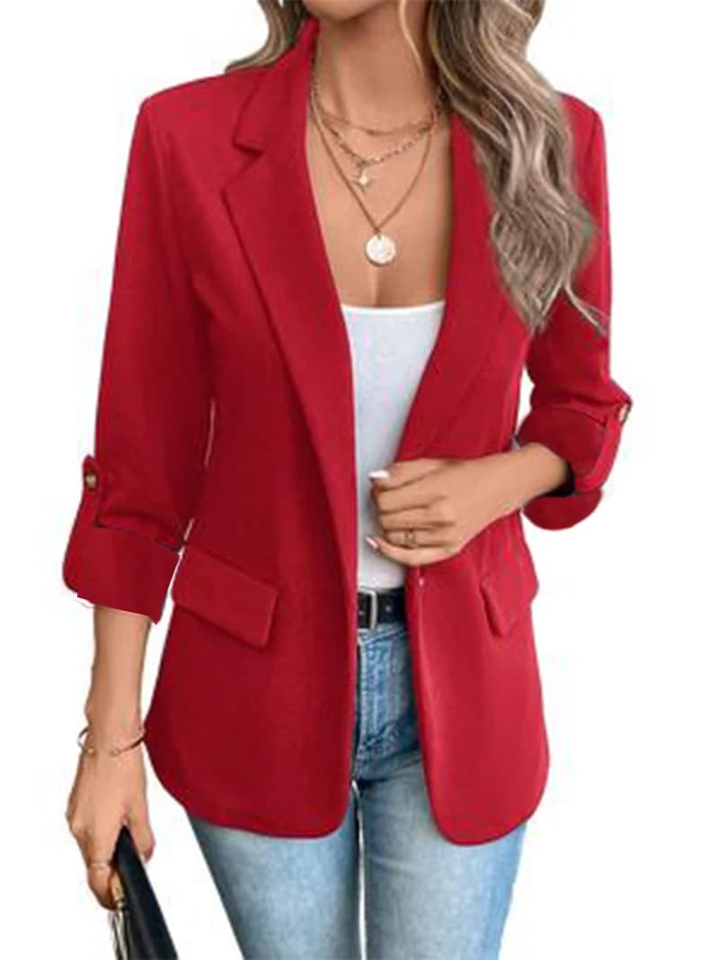 Blazer à manches longues pour femmes, veste décontractée à ouverture sur le devant avec manches retr