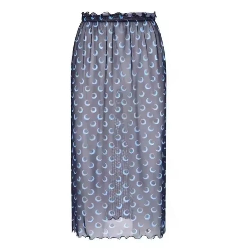 Jupe mi-longue en maille transparente pour femme, style européen et américain, nouvelle collection é