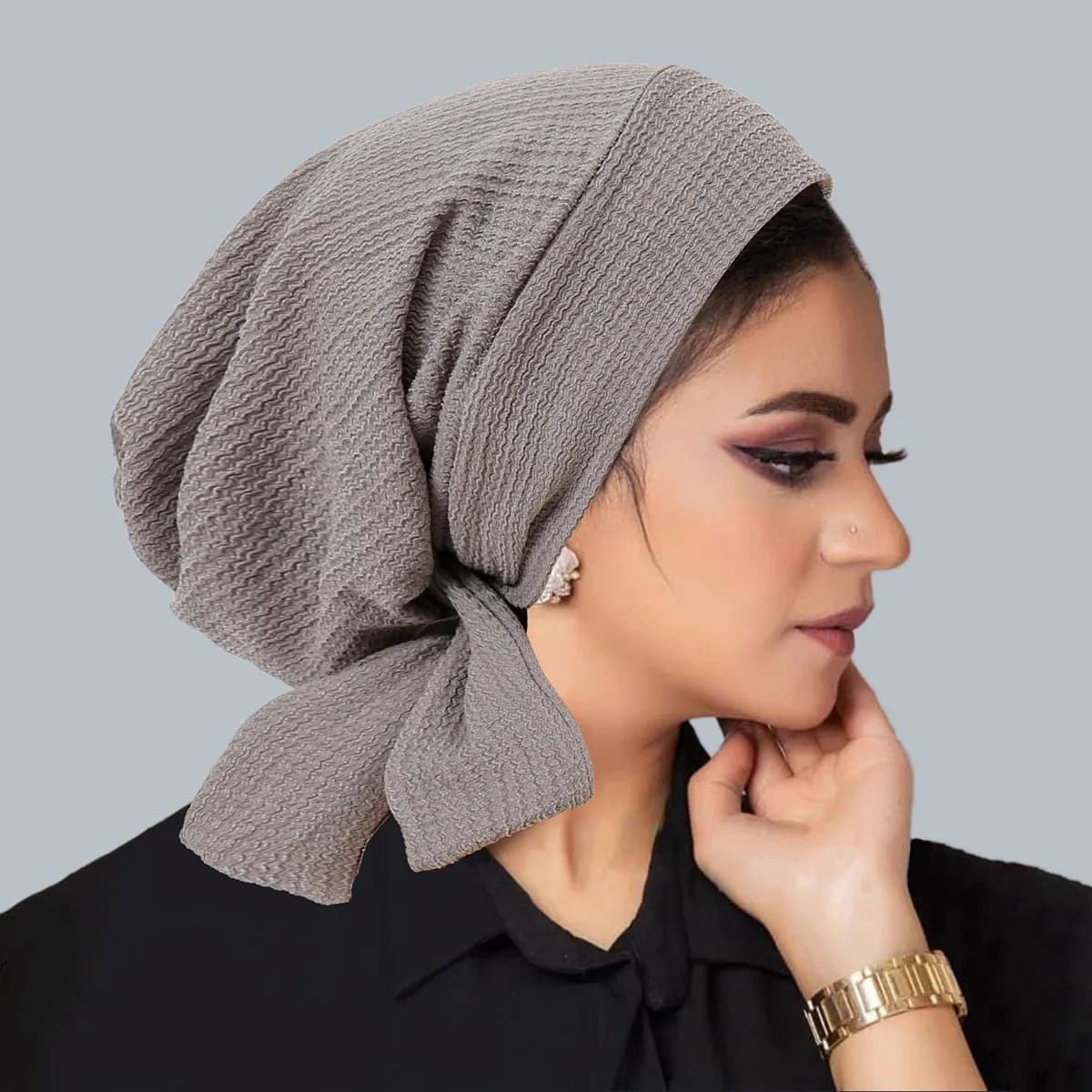 Turban Hijab à longue sangle à queue, chapeaux musulmans de couleur unie, bandeau élastique respiran