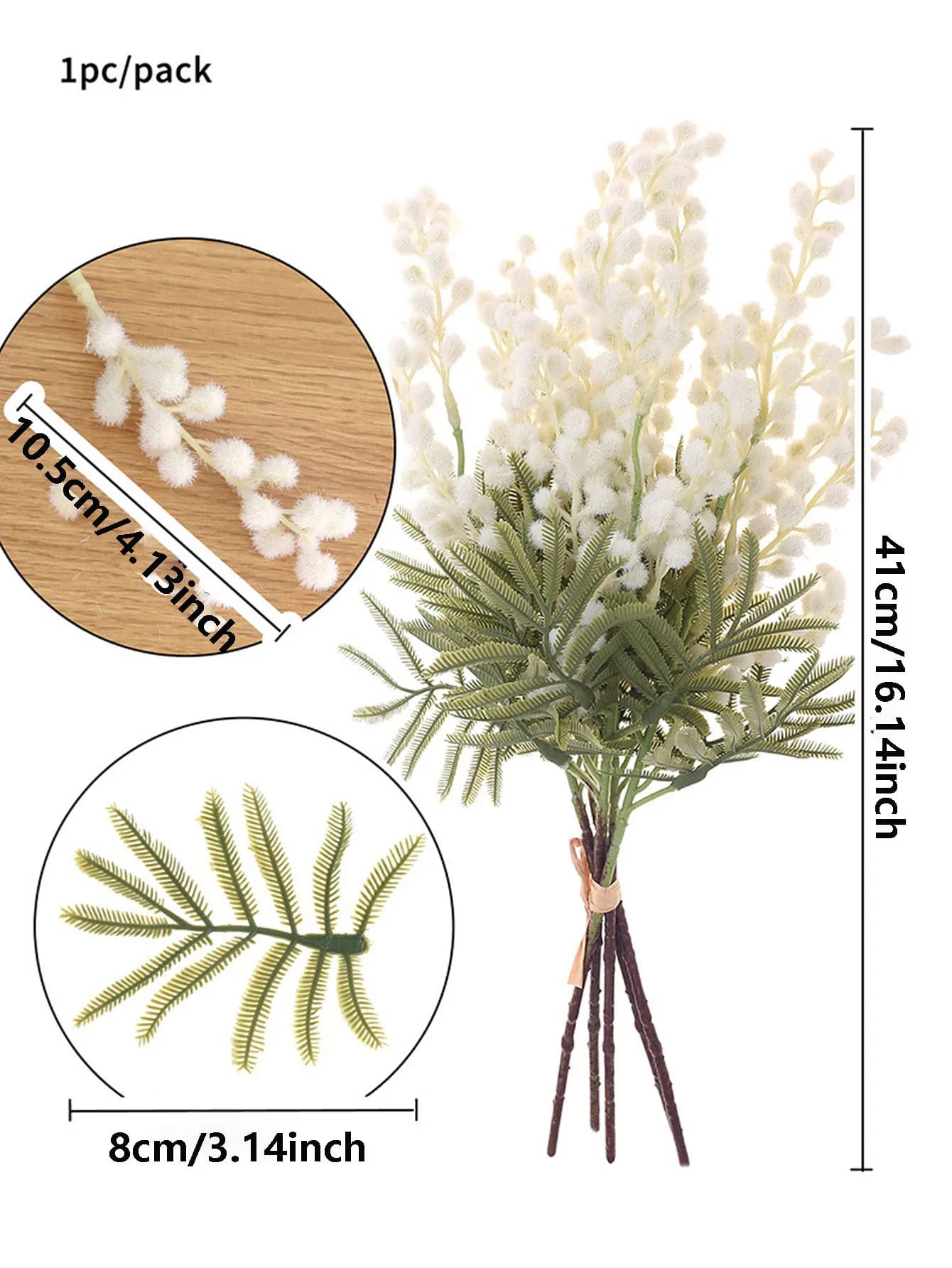 Mimosa artificielle, fleur artificielle de printemps, fausse fleur jaune en peluche avec longue tige